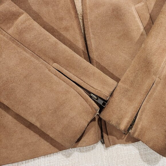 GAP Tan Leather Vintage Jacket - Aviator Bomber Pilot Sheepskin Style - Picture 6 of 10